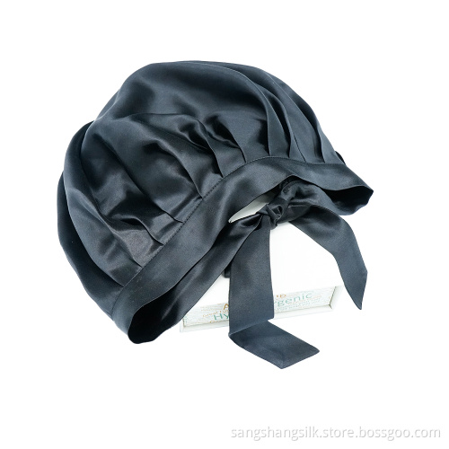High quality solid color silk bonnet with ribbon